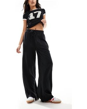 Object Soft Draw String Waist Wide Leg Trousers - Blue