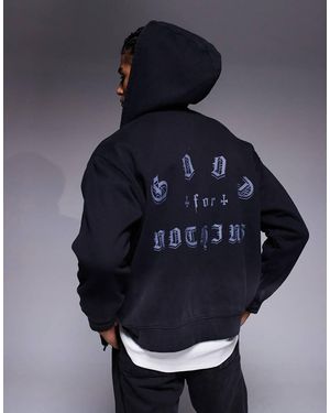 Good For Nothing Oversized Zip Up Hoodie - Blue