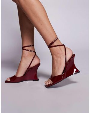 ASOS Nightshade Electroplated Sculpted Wedge Sandals - Red