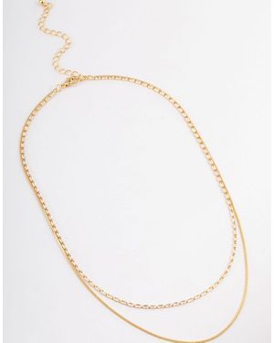 Lovisa Plated Cubic Zirconia Dainty Baguette Layered Necklace - Natural