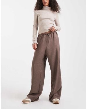ONLY Tie Detail Wide Leg Trousers - Brown
