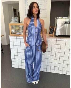 Labelrail X Barbara Ines Stripe Waistcoat Top - Grey