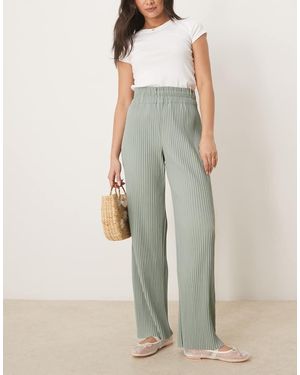 Y.A.S High Waisted Wide Leg Plisse Trousers - Multicolour