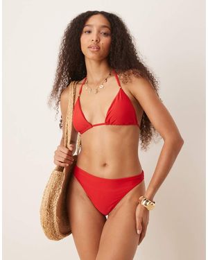 Abercrombie & Fitch Halter String Triangle Bikini Top Co-Ord - Red