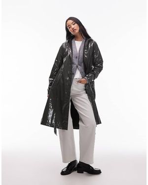 Rains Chaqueta Larga Verde Brillante Resistente Al Agua De Corte Acampanado Con Cinturón 12040 De - Blanco