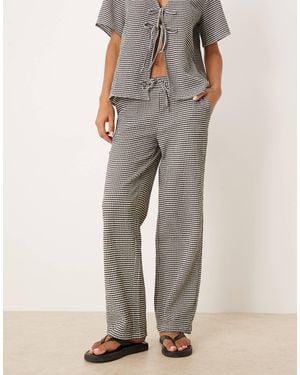 Jdy Seersucker Wide Leg Pants Co-ord - Black