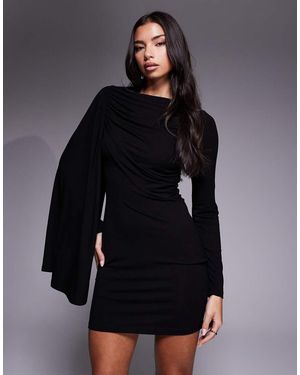 ASOS Gedrapeerde Mini-Jurk Met Sjaaldetail - Blauw