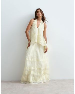 ARRANGE – trapezförmiges neckholder-maxikleid aus organza - Natur