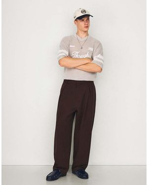 Bershka Pleated Baggy Trousers - Brown