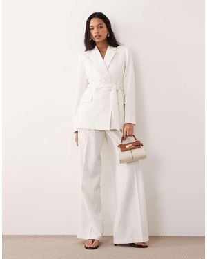 GOOD AMERICAN Essential Suiting Gathered Pleat Detail Wide Leg Trousers Co-ord - Multicolour
