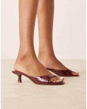 Mango Open Back Kitten Heel Sandals - Brown