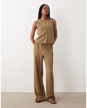 JDY Tall Pantalon d'ensemble habillé en tissu texturé - Neutre