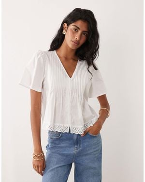 Jdy Lace Short Sleeve Top - White