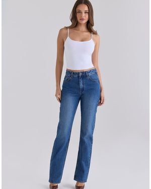 House Of Cb The Classic Medium Wash Mid-Rise Slim Bootcut Jeans - Blue