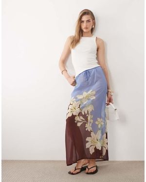 River Island Floral Print Maxi Skirt - Black