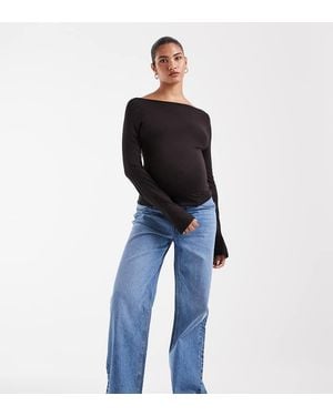ASOS Asos Design Maternity Straight Wide Leg Jeans - Blue
