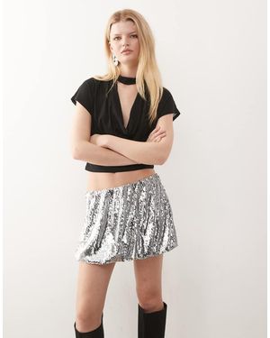 Reclaimed Vintage Bubble Hem Skirt - Metallic