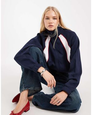 ASOS Top Deportivo De Chándal En Crema Y Azul Marino, Conjunto