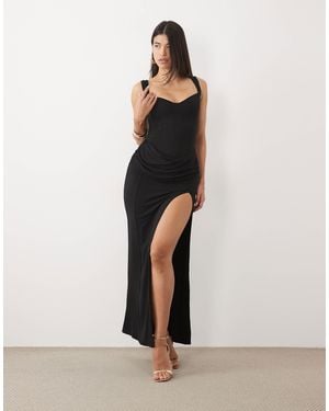 Oh Polly Modal Sweetheart Neck Cowl Waist Maxi Dress - Natural