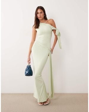 Wanderdoll Wander Doll Nelly Triple-layered Slinky Sculpted Tie Side Maxi Skirt - White