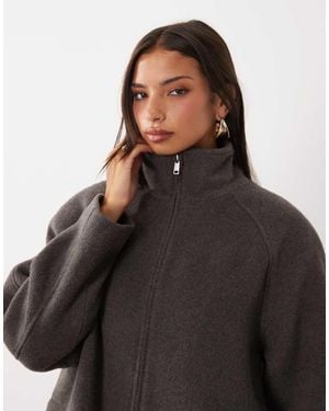 ASOS Chaqueta Harrington Formal Con Cremallera Frontal Y Lana En Mocha-Marrón - Negro