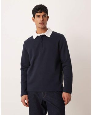 ASOS Polo Sweatshirt With Contrast Collar - Blue