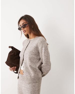 ASOS Wool Blend Neat Fit Cardigan - Natural