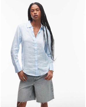 Mango Classic Linen Shirt - Blue