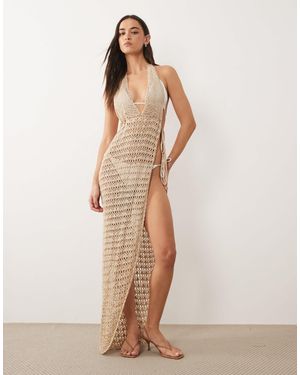 Flook The Label Zahira Crochet Maxi Beach Dress - Natural