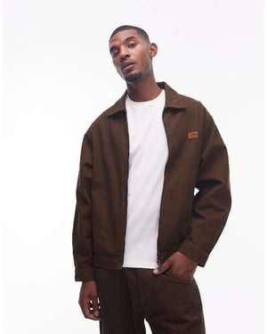 No Problemo Nayoka Zip Up Cotton Harrington Jacket - Brown