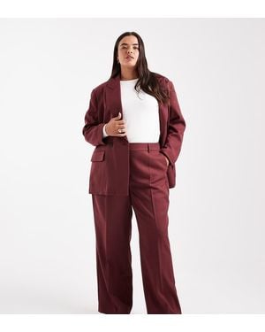 Vero Moda Tailo Herringbone Wide Leg Trousers - Red