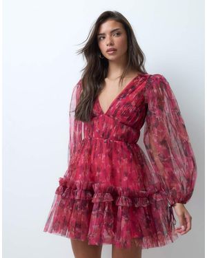 LACE & BEADS Vestito Corto - Rosso
