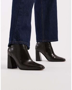 New Look Botas Caqui Muy Oscuro De Tacón Con Puntera Cuadrada De -Verde - Azul