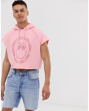 ASOS Sleeveless Cropped Hoodie - Pink