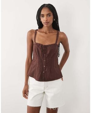 Abercrombie & Fitch Tie Front Cami Co-ord - Brown