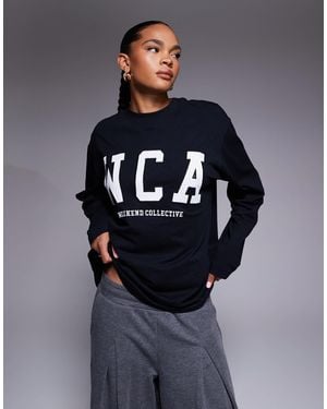 ASOS Weekend Collective Icon Oversized Long Sleeve T-shirt With Wca Graphic - Blue