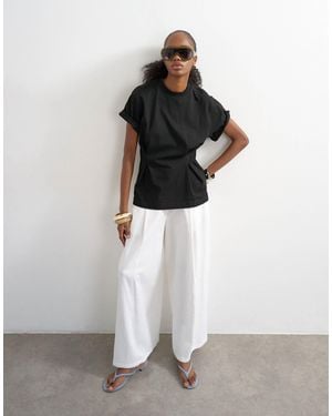 TOPSHOP Roll Sleeve Cinch Tee - White