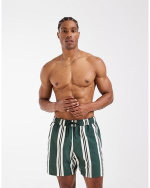 ASOS Pantaloncini Da Bagno Taglio Medio Verdi A Righe - Blu