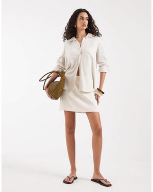 Vero Moda High Waist Linen Skort - Natural