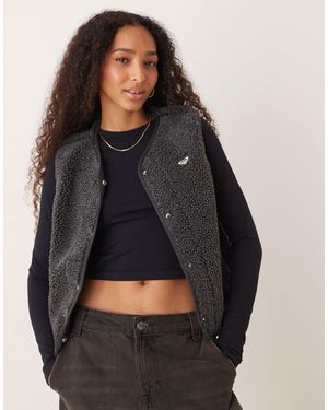Roxy Iconic town - polaire sans manches en sherpa - phantom - Noir