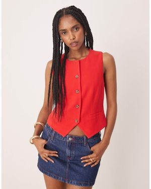 Nobody's Child Crew Neck Waistcoat - Red