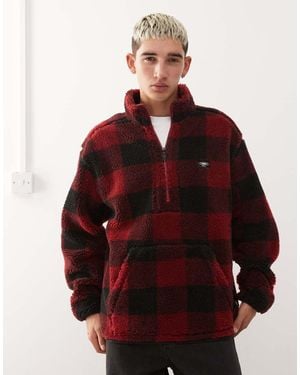 Quiksilver Mercury Woodlands Sherpa Half Zip Sherpa Check Jacket - Red