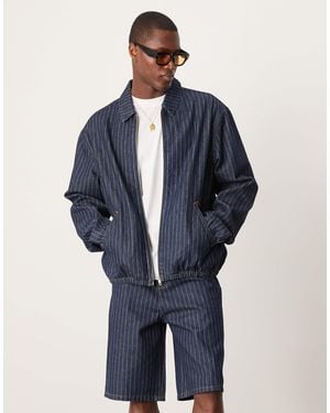 ASOS Oversized With Pinstripe Denim Jacket - Blue