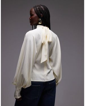 ASOS High Neck Batwing Blouse - Gray