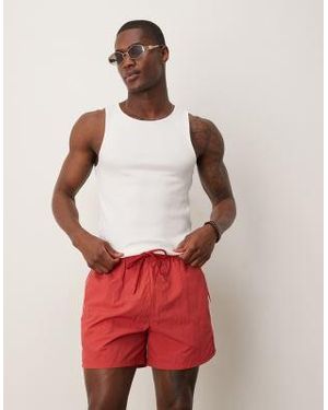 Abercrombie & Fitch Relaxed Shorts With Contrast Side Stripe - Red