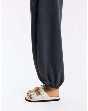 Bershka Flat Slider Sandals With Buckles - White