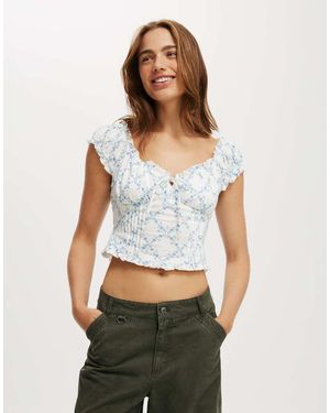 Cotton On Greta Frill Sleeve Blouse - White