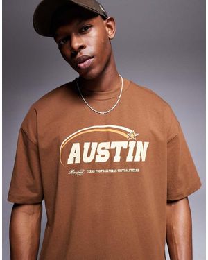 ASOS T-Shirt Oversize Con Grafica Di Città - Marrone