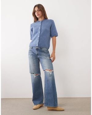 ASOS – leichte, kurzärmlige relaxed-fit-strickjacke - Blau