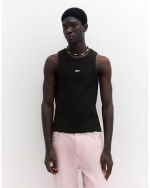 Pull&Bear Stwd Waffle Tank Top - Black